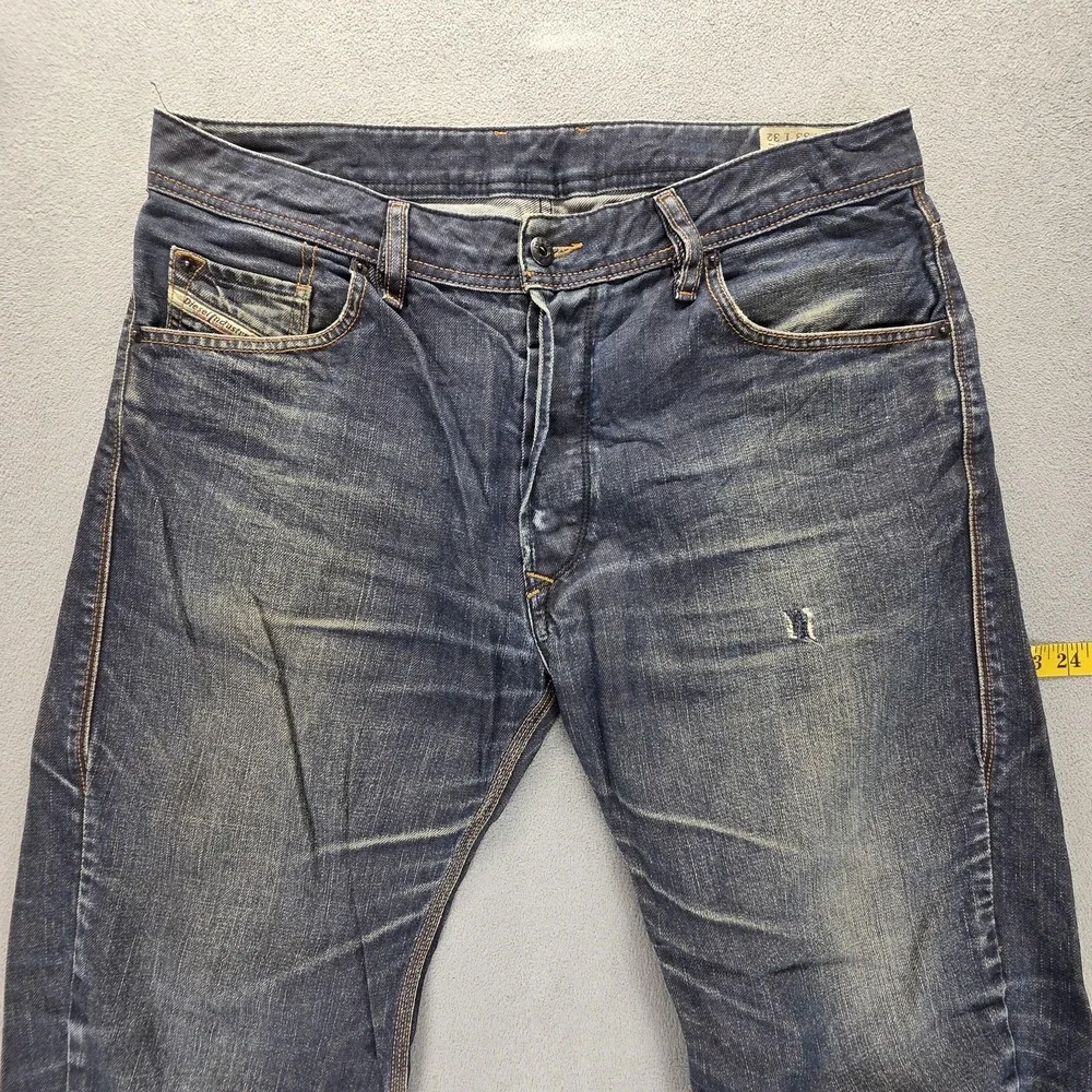 Diesel Jeans Mens 33x32 Blue Bravefort Comfort Carrot Relaxed Button Fly 0088Z